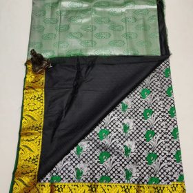 Dark green and black colour combination silk saree