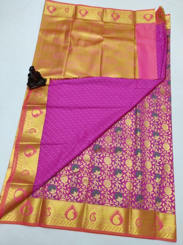 Bridal bhuttas embossed silk saree