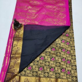 dark blue colour kanjivaram silk saree